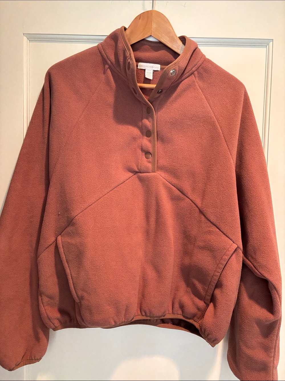 Beyond Yoga Snap-Front Fleece Pullover - Dusty Rose